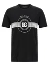 Dolce & Gabbana Black Cotton T-shirt With Large Interlocking Logo Print In Black