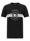 Dolce & Gabbana Black Cotton T-shirt With Large Interlocking Logo Print In Black