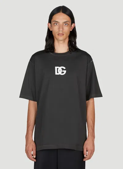 Dolce & Gabbana Dg Logo Print T-shirt In Black