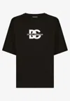 Dolce & Gabbana Black T-shirt With Crew Neck And Printed Logo On The Front In Black