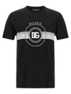 Dolce & Gabbana Black Cotton T-shirt With Large Interlocking Logo Print In Black