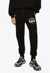 Dolce & Gabbana Brushed Cotton Sweatpants With Printed Logo In Black