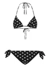 Dolce & Gabbana Padded Triangle Bikini With Dg Logo Print In Black