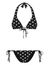 Dolce & Gabbana Triangle Bikini With Dg Logo Print In Black