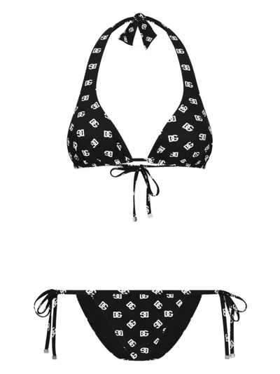 DOLCE & GABBANA DG-LOGO PRINT TRIANGLE-CUP BIKINI SET
