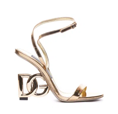 Dolce & Gabbana Dg Logo Pump Sandals In Golden