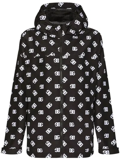Dolce & Gabbana Monogram-print Zip-up Hoodie In Multicolor