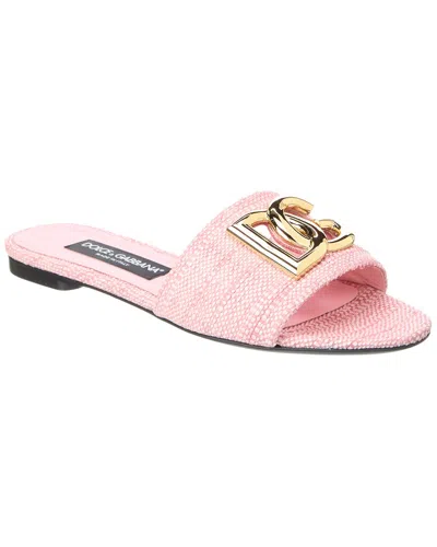 Dolce & Gabbana Dg Logo Raffia Sandal In Pink