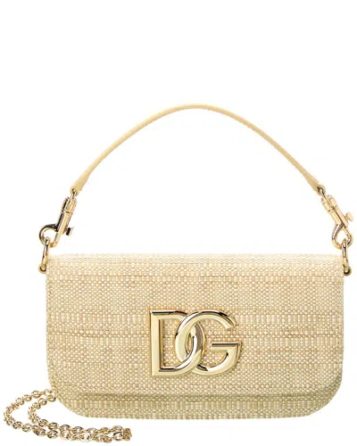 Dolce & Gabbana Dg Logo Raffia Shoulder Bag In Beige