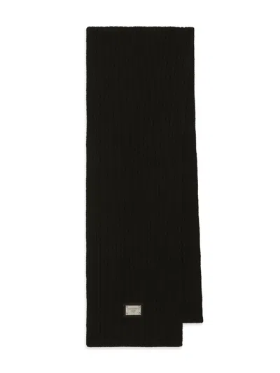 DOLCE & GABBANA DG-LOGO RIB-KNIT SCARF