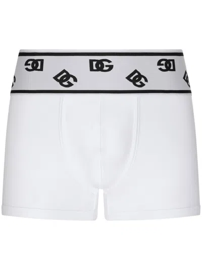 Dolce & Gabbana Logo-waist Cotton Boxer Briefs In White