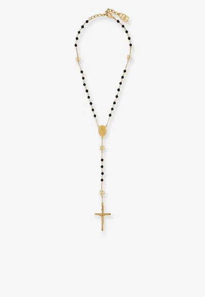 Dolce & Gabbana Dg Logo Rosary-style Necklace In Gold