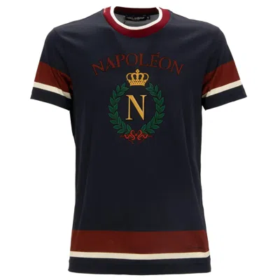 Pre-owned Dolce & Gabbana Dg Logo Royal Crown Napoleon Cotton T-shirt Shirt Blue 13421