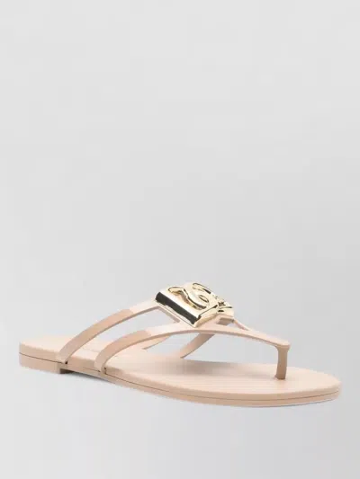 Dolce & Gabbana Dg Logo Rubber Beachwear Flat Sandals In Pink