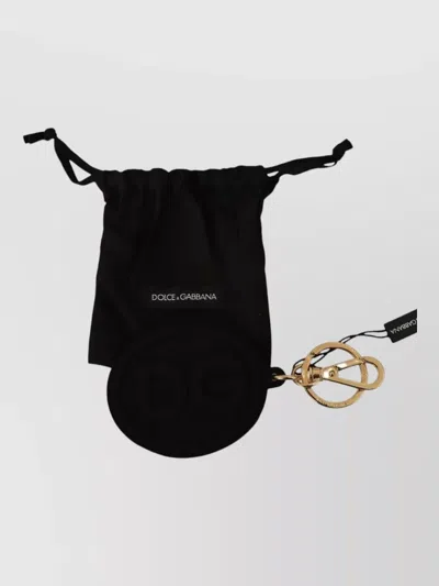 Dolce & Gabbana Dg Logo Rubber Brass Metal Keyring In Black