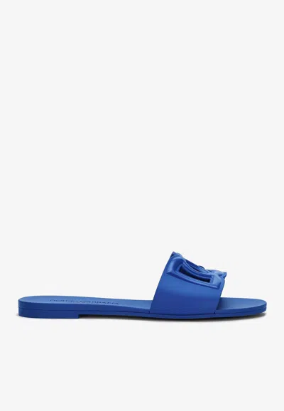 Dolce & Gabbana Beachwear Rubber Slides In Blue