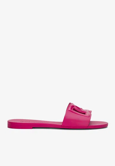 Dolce & Gabbana Bianca Dg-logo Slides In Red