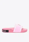 Dolce & Gabbana Dg Logo Rubber Slides In Pink