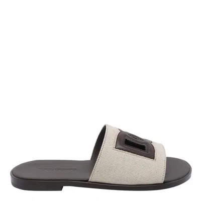 Dolce & Gabbana Dg Logo Sandals In Neutral