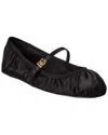 Dolce & Gabbana Black Ballerinas With Metallic Logo And Strap In Leather Woman