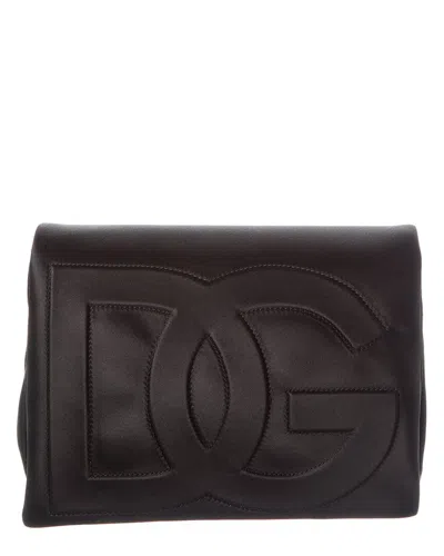 Dolce & Gabbana Dg Logo Satin Pouch In Black