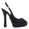Dolce & Gabbana Satin Slingback Platform Shoes In Nero/nero
