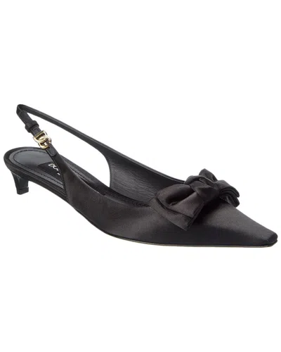 DOLCE & GABBANA DOLCE & GABBANA DG LOGO SATIN SLINGBACK PUMP