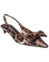 Dolce & Gabbana 30mm Leopard-print Satin Slingback Pumps In Brown