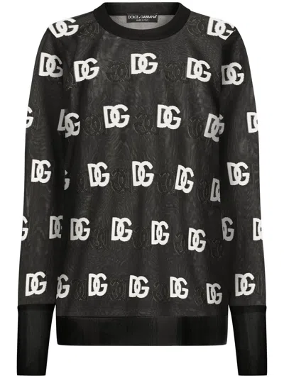 Dolce & Gabbana Langarmshirt Mit Logo-print In Negro