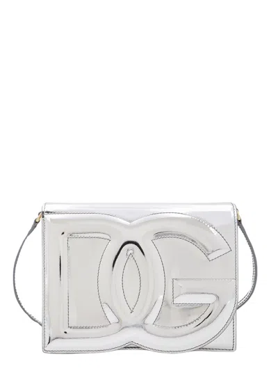 Dolce & Gabbana Crossbody Bag In Silver Colour Laminated Leather