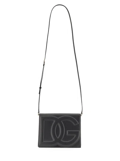 Dolce & Gabbana Women Shoulder Bag With Embossed Logo In Black