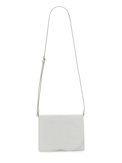 Dolce & Gabbana White Dg Logo Leather Cross Body Bag