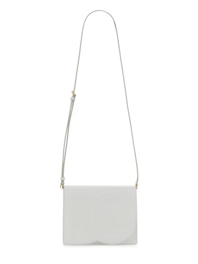 Dolce & Gabbana Dg Logo Leather Shoulder Bag In White