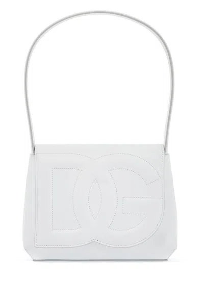 Dolce & Gabbana Quilted Calfskin Leather Crossbody Bag With Adjustable Strap In White
