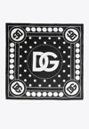 Dolce & Gabbana Dg Logo Silk Scarf In Black
