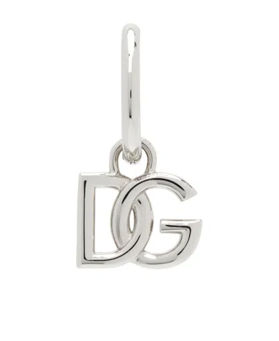 Dolce & Gabbana Silver Dg Logo Single Earring In Argento/palladio