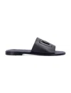 Dolce & Gabbana Black Sandals With Dg Logo Cut-out In Leather Man