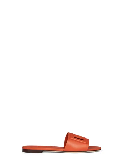 Dolce & Gabbana Dg Logo Slide Sandal In Orange
