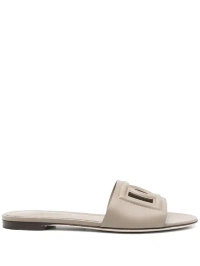 Dolce & Gabbana Dg Logo Slide Sandals For Women In Gray