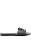 Dolce & Gabbana Black Flats With Cut-out Band And Dg Logo In Soft Rubber Woman In Black
