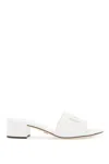 Dolce & Gabbana White Mules With Low Heel And Dg Millennials Detail In Smooth Leather Woman In Bianco (white)
