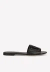 Dolce & Gabbana Black Flats With Cut-out Band And Dg Logo In Soft Rubber Woman In Black
