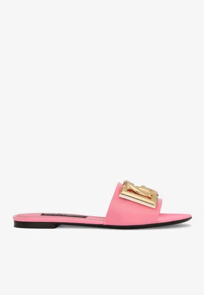 DOLCE & GABBANA DG LOGO SLIDES IN PATENT LEATHER