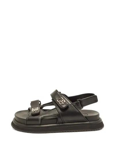 Pre-owned Dolce & Gabbana Dg Logo Slingback Sandals In Black