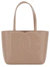 Dolce & Gabbana 'dg Logo' Small Beige Tote Bag With Logo Detail In Leather Woman In Pink