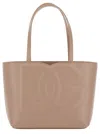 Dolce & Gabbana 'dg Logo' Small Beige Tote Bag With Logo Detail In Leather Woman In Pink