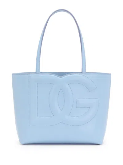 Dolce & Gabbana Small Dg Logo Shopper In Light Blue