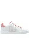 Dolce & Gabbana Portofino Low-top Leather Sneakers With Lateral Monogram In Pink