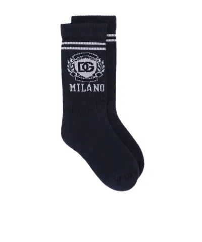 Dolce & Gabbana Dg-logo Socks In Black