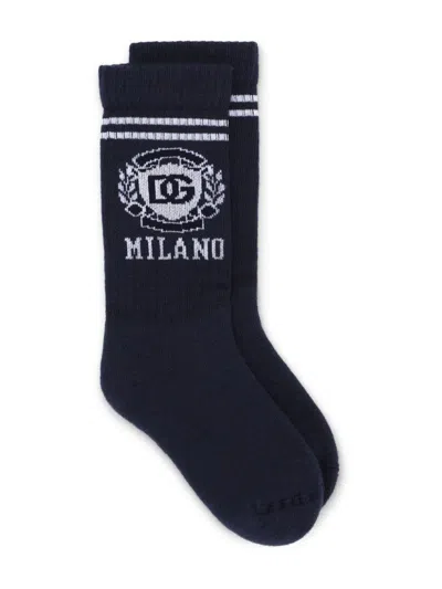 Dolce & Gabbana Kids' Dg-logo Socks In Blue
